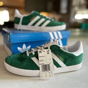 NWT Adidas Gazelle J in Dark Green